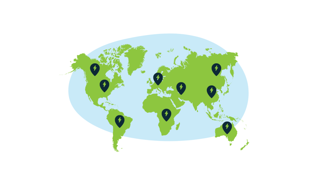 Earth showing map pins