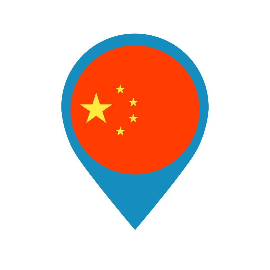 China flag on map pin