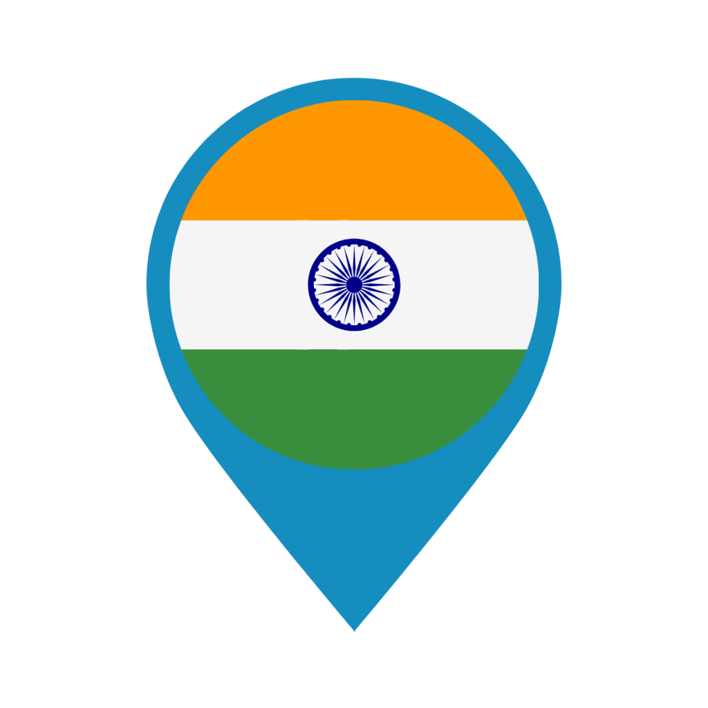 India flag on map pin