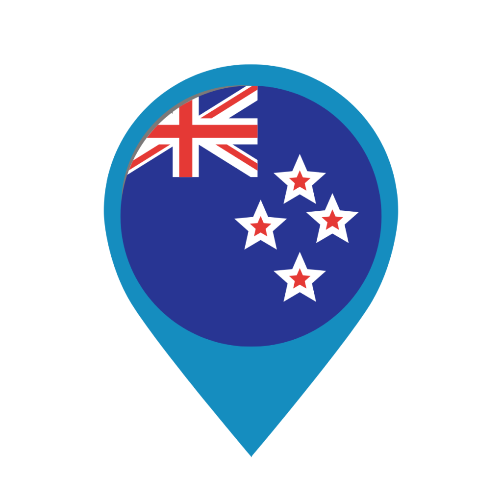 New Zealand flag on map pin