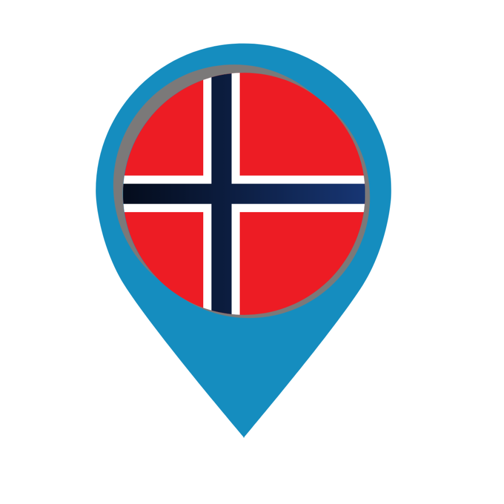 Norway flag on map pin