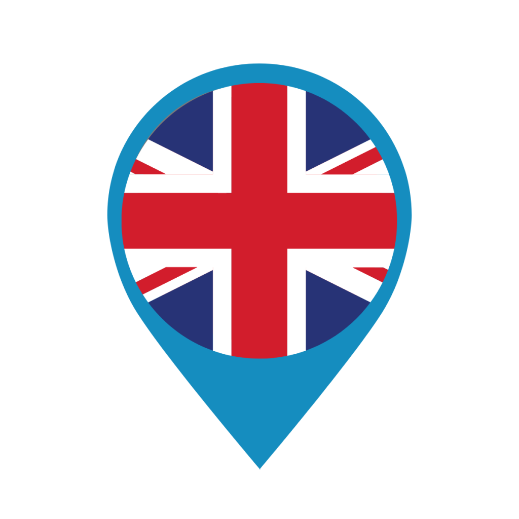 UK flag on map pin