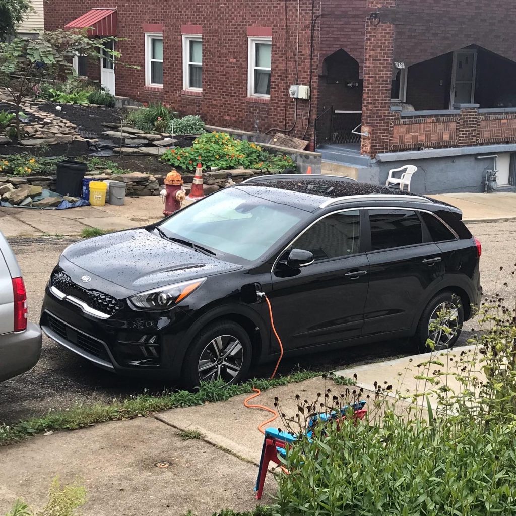 EV charging on sidewalk